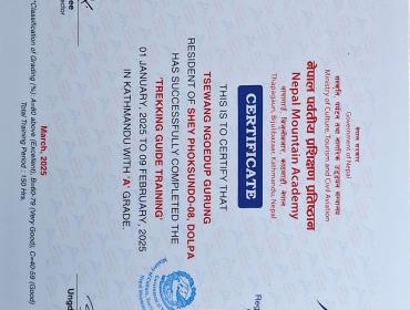 Tsewang Certificate 